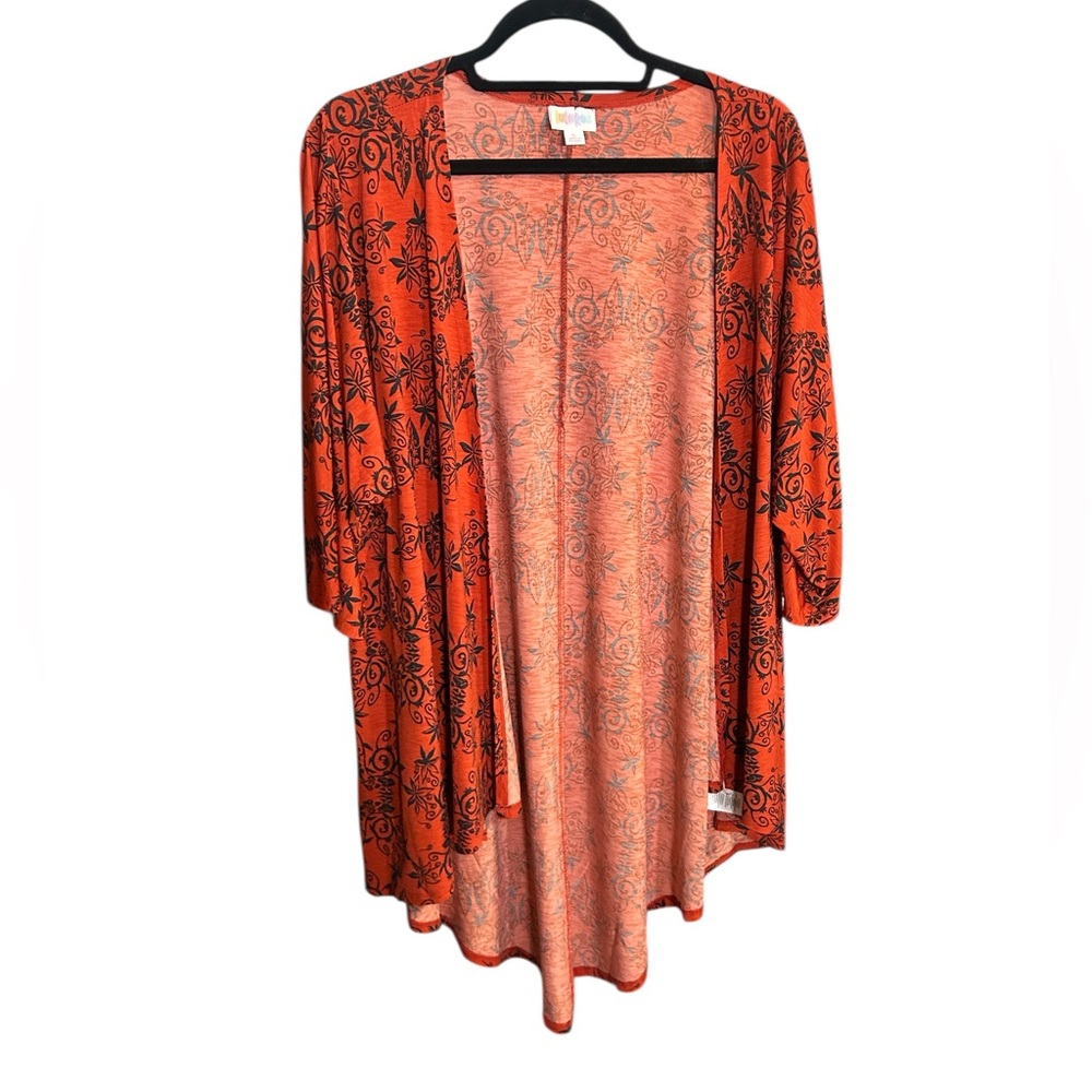 LuLaRoe Orange and Black Floral kimono